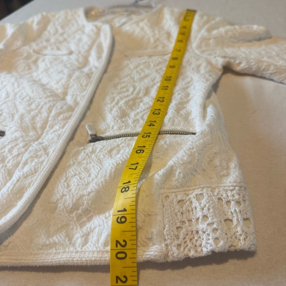 ANTHROPOLOGIE | Moth | W Small White quilted Jacquard Crochet lady Jacket boho - Picture 8 of 12